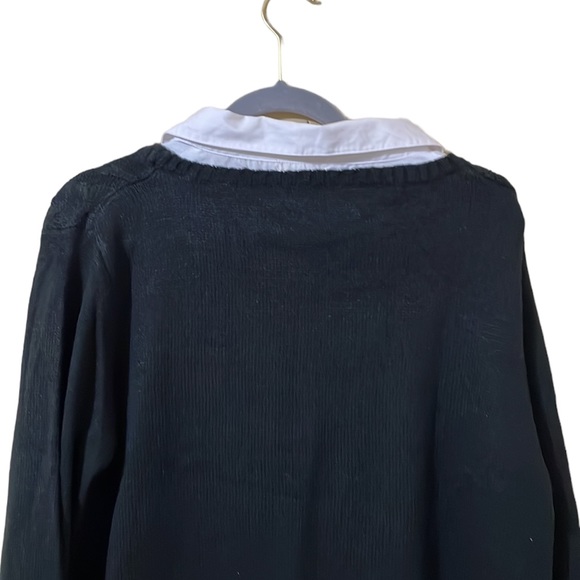 Faded Glory black cable sweater w/ faux white shirt underneath. Size XL (16-18) - Picture 13 of 15